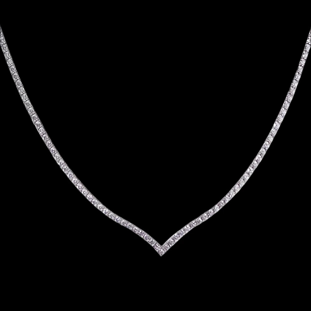 V Shape Crystal Tennis Chain