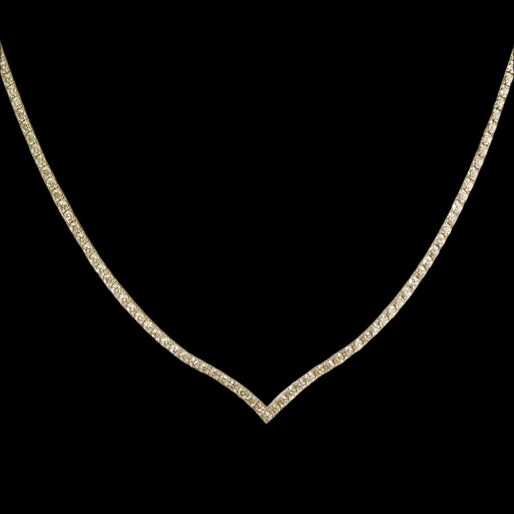 V Shape Crystal Tennis Chain