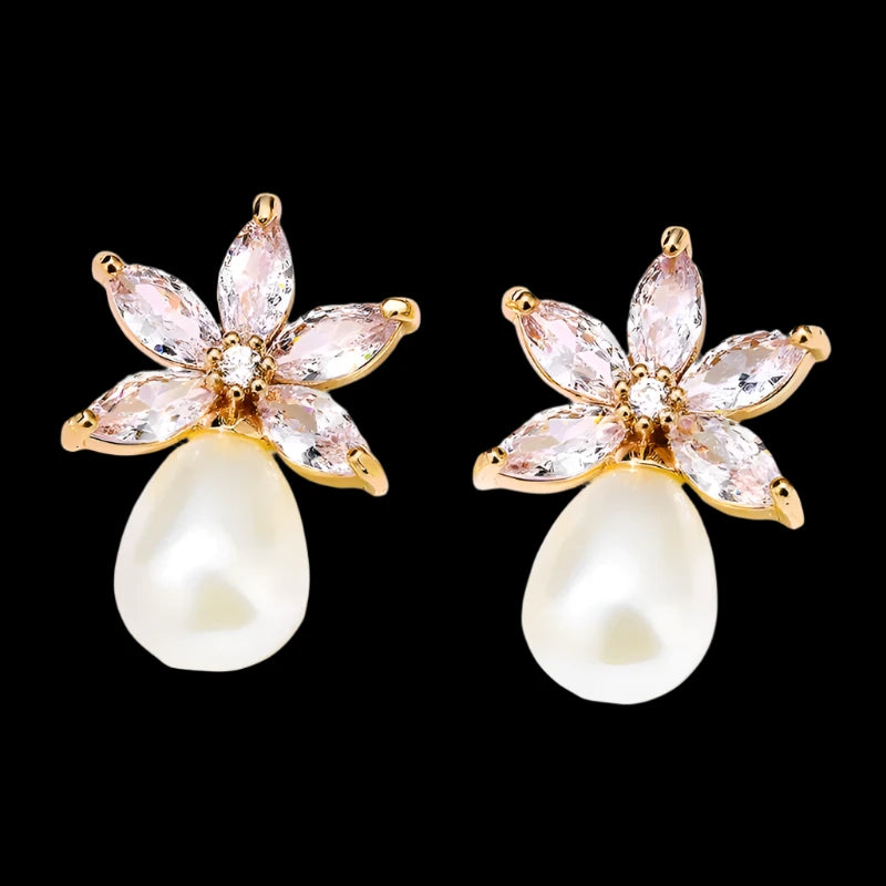 Zirconia Pearl  Earrings