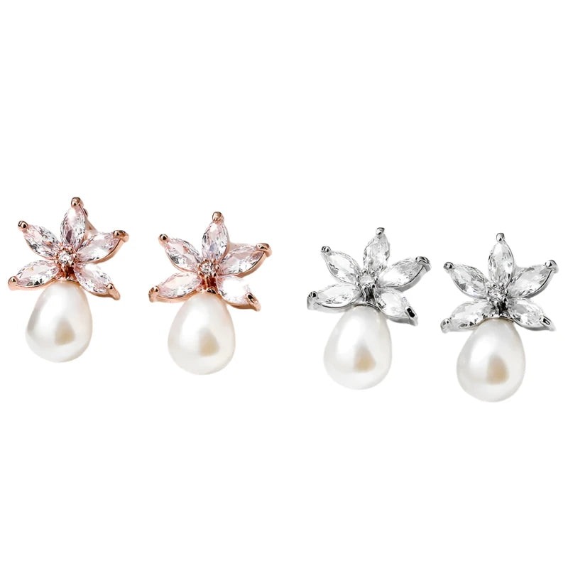 Zirconia Pearl  Earrings